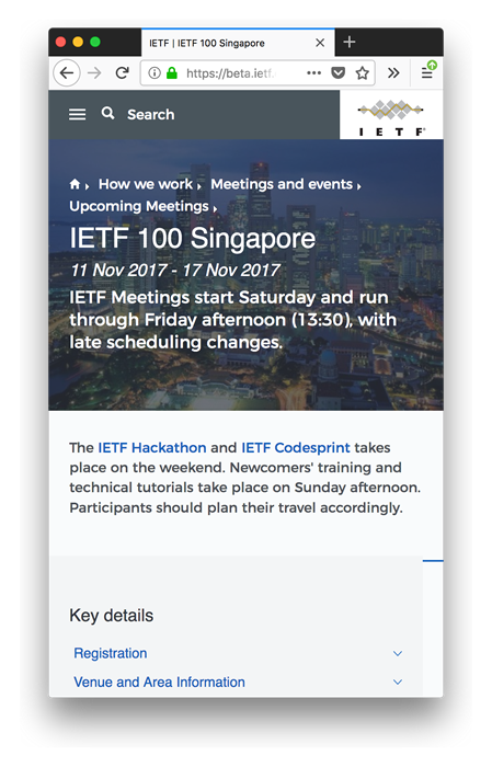 new ietf website screen shot